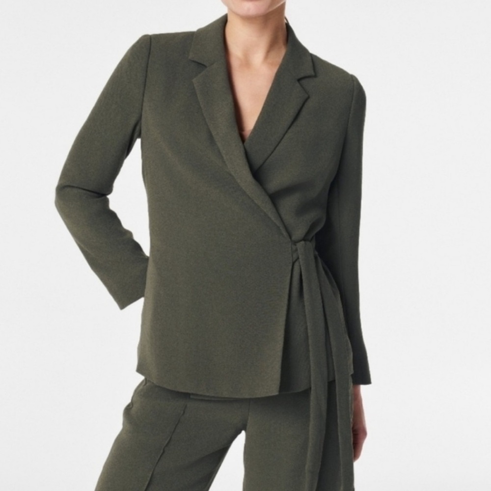 SPANX midnight Olive crepe wrap blazer